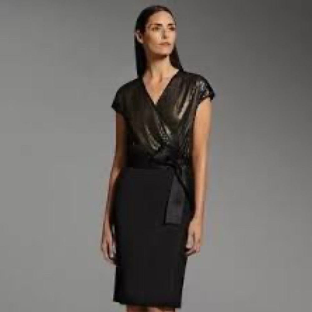 NARCISO RODRIGUEZ FOR DESIGN NATION COPPER SEQUINS WRAP DRESS SZ S